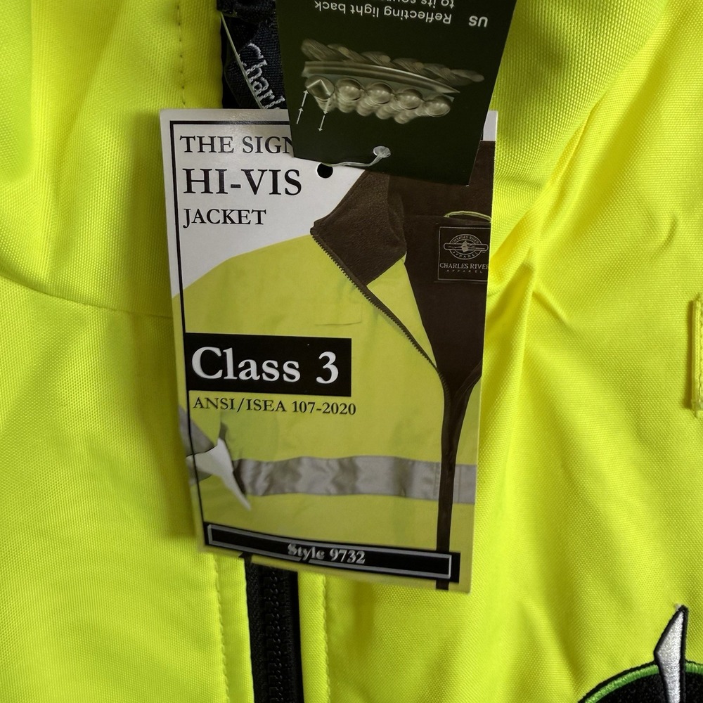Charles River Hi Vis Jacket Cost Lime Green XL (9732) New *logo* - Picture 4 of 10